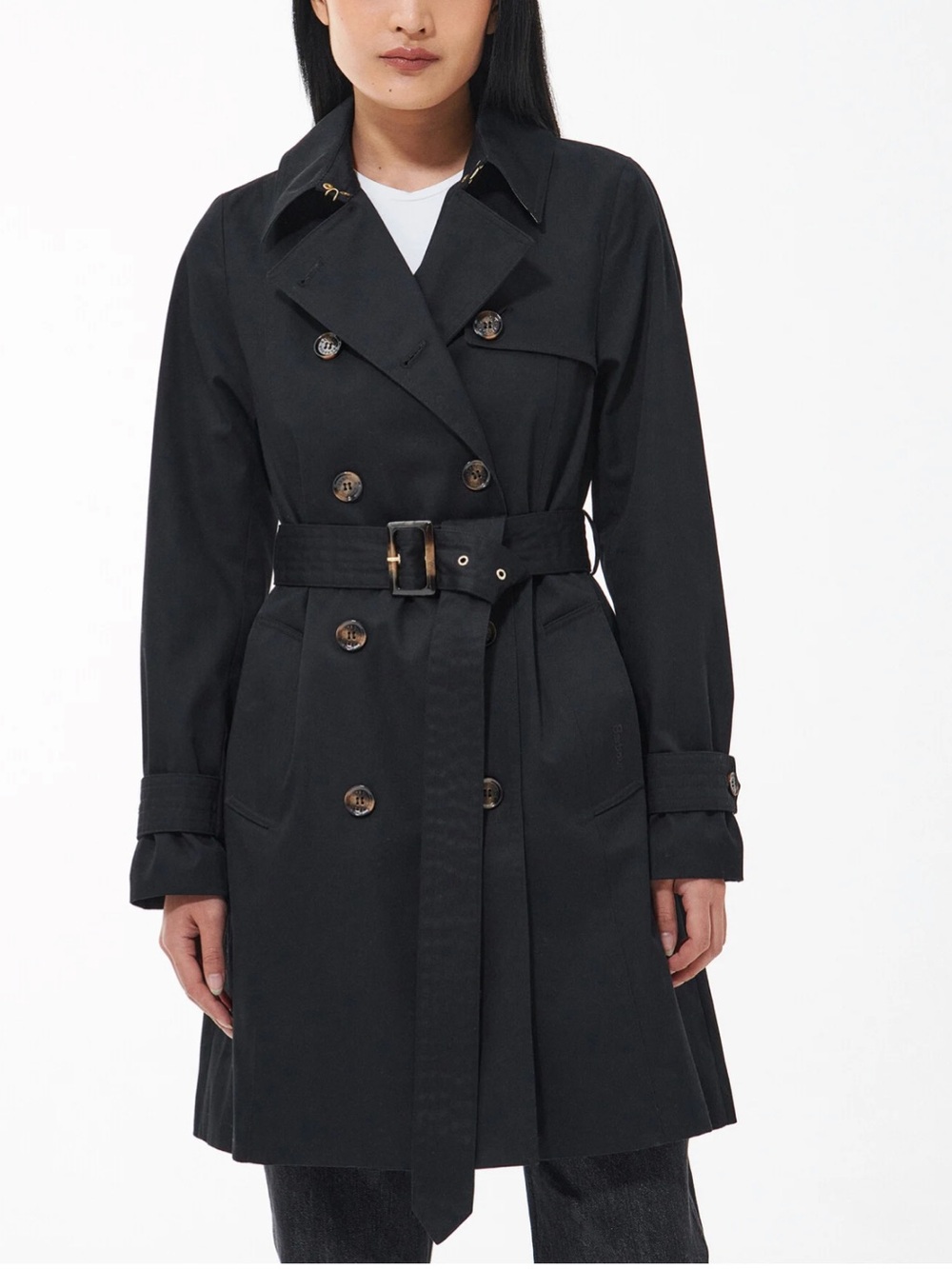 Barbour Short Greta Showerproof Double-Breasted Belted Trench Coat